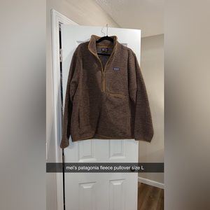 Men’s brown Patagonia fleece pullover size L